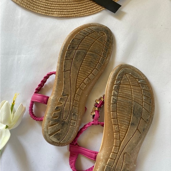 Pink petalia summer slip on garder sandals tan pink size 6 flat - Picture 4 of 5